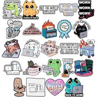 Work Memes Collection Enamel Pins Cries In Corporate Brooches I Poop On Company Time Badges Cartoon Boss Cat Frog Jewelry