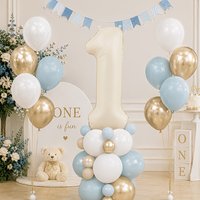 39Pcs 32inch Cream Digital Aluminum Film Balloon Set 1-9 Years Old Number for Birthday Party Anniversary Decorations
