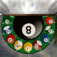 1pc Half-Circle Welcome Mat with Billiard Table Design, Machine Washable Indoor/Outdoor Mat for Entrance, Luxury Floor for Decor