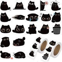 500pcs stickers/roll black cat cartoon ledger DIY gift box stationery luggage decoration sealing tape stickers Children stickers