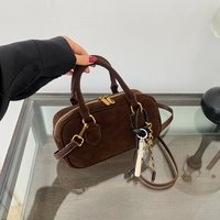 Autumn Winter All-Match Square Shoulder Bag Women Vintage Suede Small Handbags and Purses Lady Short Handle Bags with Pendant