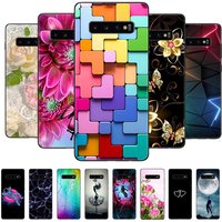 Case For Samsung Galaxy S10 S 10 Plus S10E Phone Cover Cute Cartoon Painted Soft TPU Coque For Samsung S10 S10+ S10E Black Funda