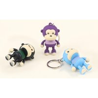 Plastic Gifts Kids Toy Bags Accessories Cartoon Lighting Car Pendant Keychain Monkey Keyring with LED Light