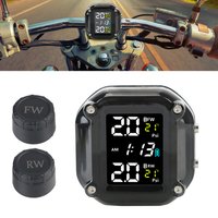 With Digital Clock Motorcycle TPMS 2 Sensors Tire Pressure Monitoring System Tyre Tester Diagnostic Tools Motorbike Accessories