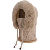 AliExpress KINIJA Winter Knitted Hat Ear Protection Balaclava Hat Fluffy Mask Neck Integrated Hooded Cap Outdoor Thickened Hat for Ski Cycling