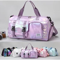 Holographic Glamour Duffel Bag - Spacious,Stylish Shoulder Tote with Shoe Compartment for Effortless Weekend Escapes