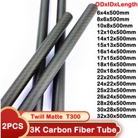 2PCS Carbon Fiber Tube 3K Twill Matte Length 500mm Diameter 6mm to 32mm Full Carbon Pipe For RC Model Airplane Car or DIY Usage