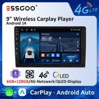 ESSGOO 9 Zoll Universal Android Autoradio CarPlay Android Auto Autoradio Octa-Core 6GB 128GB 4G LTE QLED Bildschirm 1280x720 8-Kern