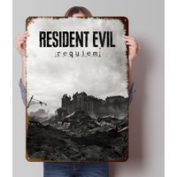 Resident Evil Requiem Metal Poster Customized Wall Art Retro Vintage Tinplate Signs for Home Decoration Gaming Office Decor Room