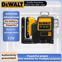 Dewalt DW089LG – laserowy poziomomierz, 3 strony, 360 stopni, pozioma i pionowa linia laserowa, zielone światło, zasilanie baterią litową 12 V, do użytku na zewnątrz.
