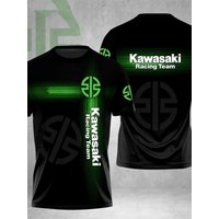 AliExpress 2025 New Kawasaki Logo 3D Print T-shirt Outdoor Cycling Summer Classic Tee Adults Loose Exercise Off-road Motorcycle Jersey
