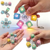LED Light Glowing Mechanical Keyboard Fidget Spinner Cute Cat Paw Keycap Fidget Spinner Stress Relief Toy Portable Keychain Gift