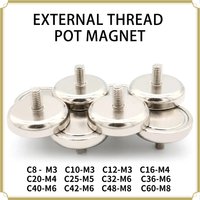 C8~C60 Neodymium Strong External Thread Pot Magnetic Magnet Iron External Tooth Magnetic Suction Cup Screw Base For DIY