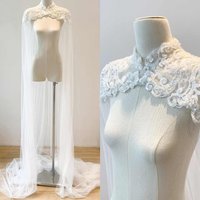 Graceful Lace Appliques Tulle Wedding Cape Women Formal Shawl Long Jacket Evening Party Customized Wedding Accessories