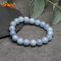 Fashion Blue Chalcedony Bracelets Healing Jewelry Chakra Stress Relief Reiki Yoga Blue Energy Bracelet Lucky Gifts 4/6/8/10/12mm