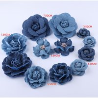 Fleurs artificielles en denim faites à la main, jupe en jean, décoration de vêtements, accessoires de bricolage, 10 pièces par lot