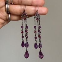 New Chinese-Style Diamond-Encrusted Crystal Tassel Earrings Vintage Fashionable Elegant Luxurious High-End Feel Niche Earrings