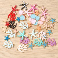 10pcs Mix Marine Life Charms Enamel Starfish Shell Coral Charms Pendants for Jewelry Making Necklaces Earrings DIY Crafts Supply