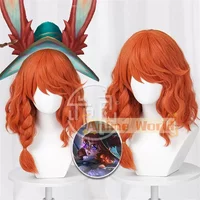 LOL Champion The Witch between Worlds Aurora Cosplay Wig 45cm Cute Orange Heat Resistant Synthetic Hair Halloween Costume