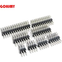 10PCS 2.54mm Double Row Right angle Male Breakaway PCB Board Pin Header Connector Pinheader 2x3/4/5/6/8/10/12/15/40 2.54 spacing