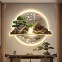 Indoor Wall Decoration Wall Clock Display Time Temperature Calendar Wall Watch Corridor Living Room LED Mute Clock Mural Watch