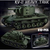 Military World War 2 Soviet KV-2 Heavy Tank Model Building Blocks Bricks Set MOC WW2 KV-2 Main Battle Tanks Toys For Boy Gifts