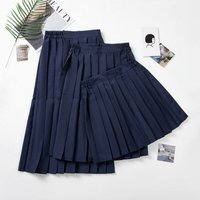JK Uniform Plaid Skirt Junior High School Student Style Basic Blue Long Skirt Thickened Low Waist Silk Material Pear Shape