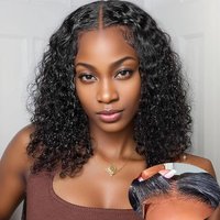 Water Wave Bob 4X4 Put On and Go Glueless Lace Front Wigs Human Hair 180% Density For Women Brazilian Pre Plucked Natural Color