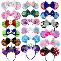 Christmas Halloween Mouse Ears Headband Cartoon Sequin Bows Headband Birthday Party Princess Cosplay Costume For Women Adult