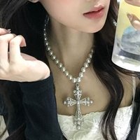 Sweet Cool Hot Girl Goth Large Cross Pendant Necklace Female Y2K Subculture Versatile High End Exaggerated Clavicle Chain