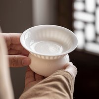 White Porcelain and Blue Jade Tea Strainer with Integrated Ceramic Holes, Tea Leaf Filter, Tea Accessories, Creative Ceramic Tea Filter
