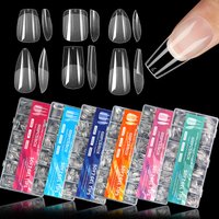 600pcs/box False Nail Tips Semi-matte Capsules Almond French Coffin Full Cover Artificial Fake Nails Extension