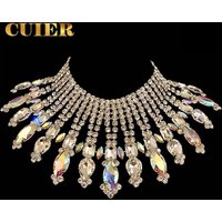 CuiEr Drag Queen Necklace Jewelry 5mm SS28 Crystal Top Color Rhinestones Big Size Women Stage Accessories for Show
