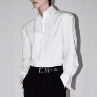 Weißes französisches Rüschenhemd für Herren, 2026, Frühling, langärmelig, Cleanfit, Hofstil, minimalistisches Designer-Innenbekleidungsoberteil