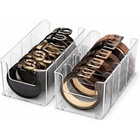 Drawer Belt Organizer for Men –Semi-clear Belt Storage Box for Dress & Leather Belts, Closet Drawer Organization