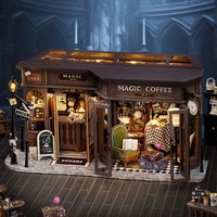 3D Puzzle Coffee House Miniature DIY Dollhouse Kit Assembly Model Toy Wooden Crafts Home Decor Micro Model for Birthday Gift