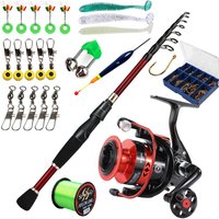 Sougayilang Spinning Fishing Set 1.8-2.4m Carbon Fiber Rod 1000-4000 5.2:1 Spinning Reel with 500m Fishing Line and Accessories