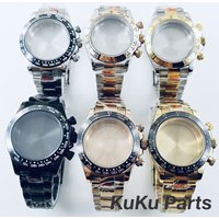 40mm VK63 Gehäuse Klassisches Silbernes Uhrengehäuse Edelstahl-Uhrenarmband Passend für Daytona-Stil VK63 Quarz-Uhrwerk Uhrenzubehör