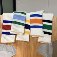 Men's Striped Basketball Medium Tube Socks Vintage Unisex female Couple Cottons Japanese Thick Towel Bottom male Sports Socks