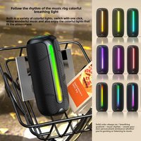 Portable Wireless Bluetooth Speaker Waterproof Outdoor Heavy Bass RGB Light Cylinder Fabric Audio