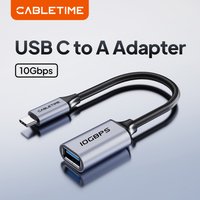 CABLETIME USB C 3.2 to USB A OTG Adapter 10Gbps High-Speed Type C Female Converter For Macbook Xiaomi Huawei iPhone 15 Data OTG
