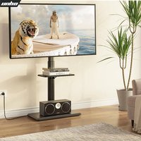 Height Adjustable Swivel TV Floor Stand Mount with Shelves for 32-65 Inches LED LCD