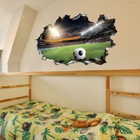 Larger Football Sport Poster Soccer Wall Hole Art Great Green Field Vinyl Mural Sticker Fans Gift for Kids Room Home Decorations