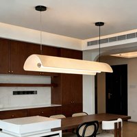 Nordic Wabi Sabi Fabric Chandelier LED Dining Table Linear Pendant Lamp For Living Room Bar Restaurant Modern Long Pendant Light