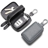 Leather Car Key Holder Pouch Men's and Women's Universal Zipper Keys Bag Organizer Gift High-end Car Key Case Cover Key Wallet