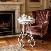 Outdoor Wrought Iron Small Round Table, Garden Plant Stand, European-Style Hollow Side Table, Courtyard Decorative Flower Stand