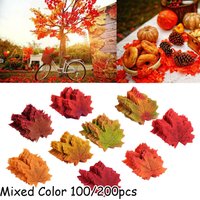 100/200 Pcs Artificial Silk Maple Leaf Autumn Leaf Fall Fake Silk Leaves Craft Christmas Home Wedding Party Decoration