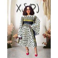 Plus Size African Dresses for Women Autumn Chiffon Pleated Dress Casual and Elegant Flared Long Sleeve Bohemian Vintage Dress
