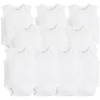5PCS 10PCS Baby Boys Girls Clothes Solid White Short Sleeve Cotton Baby Bodysuits body bebe 0-24 months Newborn Jumpsuit