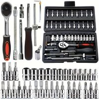 46 pièces 1/4 pouces jeu de douilles d'entraînement pour moteur jeu de clés à cliquet Kit d'outils de moto, jeu de clés à douille ensemble d'outils de mécanicien métrique